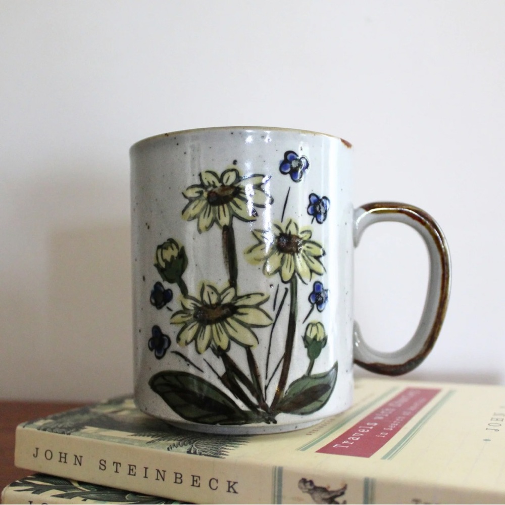Vintage Otagiri-Style Stoneware Mug – 1970s Floral Design